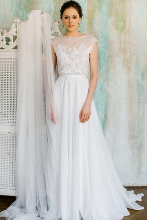 Robe de mariée informel v col profonde a-ligne de traîne courte avec chiffon