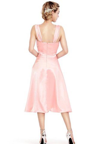 Robe de cocktail plissé naturel en satin avec zip au niveau de genou