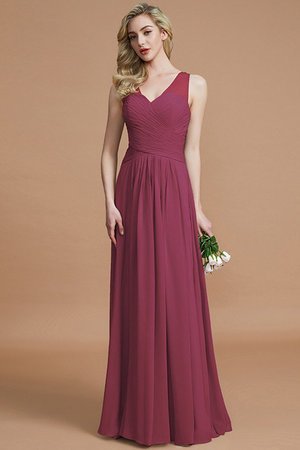 Robe demoiselle d'honneur ligne a manche nulle de princesse v encolure en chiffon