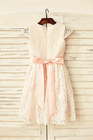 Robe cortège fille naturel a-ligne encolure ronde avec fleurs de princesse