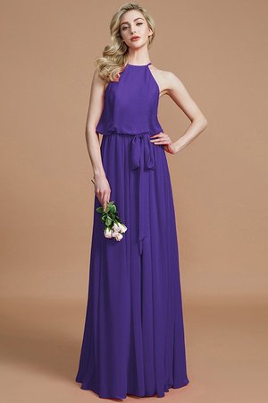 Robe demoiselle d'honneur avec ruban avec chiffon dénudé ceinture ligne a