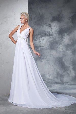 Robe de mariée naturel longue ligne a de princesse de col en v