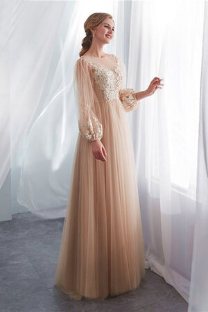 Robe de mariée charmant longueru au niveau de sol de col bateau avec fleurs en satin