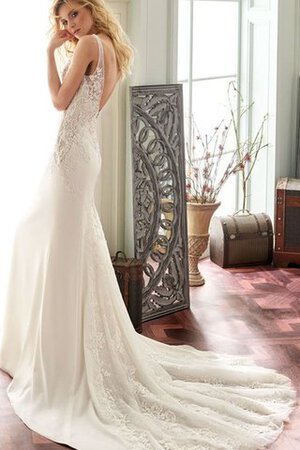 Robe de mariée elégant longue v encolure avec chiffon avec broderie