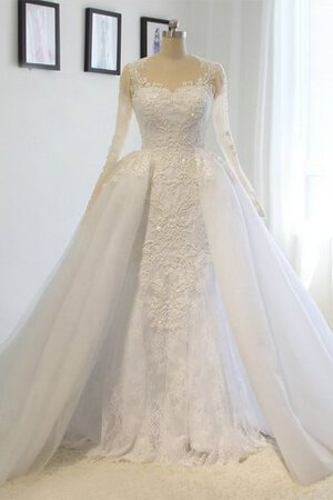 Robe de mariée de traîne moyenne avec perle en dentelle incroyable en salle