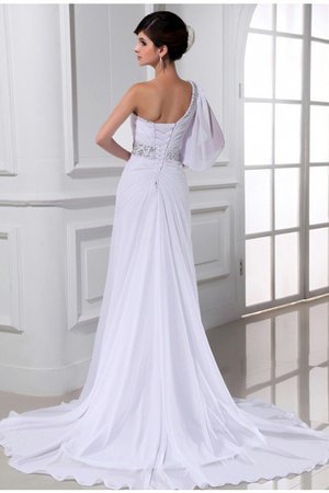 Robe de mariée avec perle manche nulle de princesse a-ligne d'épaule asymétrique