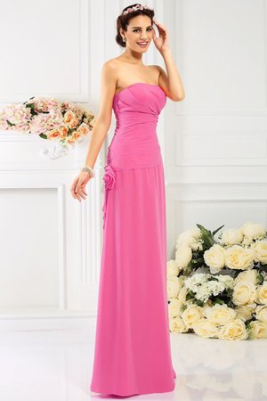 Robe demoiselle d'honneur longue en chiffon avec fleurs manche nulle avec zip