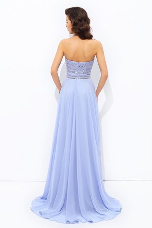 Robe de soirée longue de bustier de traîne courte en chiffon avec perle