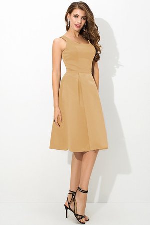 Robe demoiselle d'honneur bref naturel manche nulle avec fronce en satin