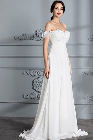 Robe de mariée naturel avec chiffon de princesse d'epaule ajourée manche nulle