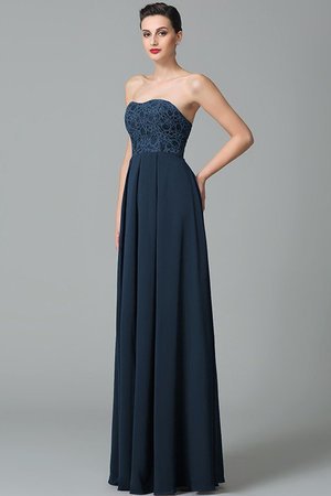 Robe demoiselle d'honneur longue en chiffon de col en cœur manche nulle a-ligne