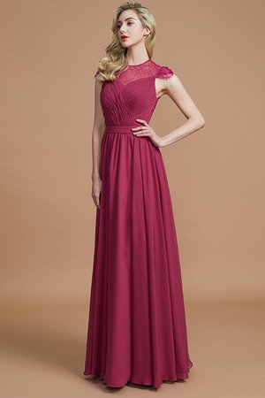 Robe demoiselle d'honneur naturel ligne a de princesse en chiffon avec manche courte