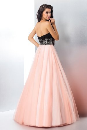 Robe de quinceanera longue de mode de bal avec zip en satin avec perle