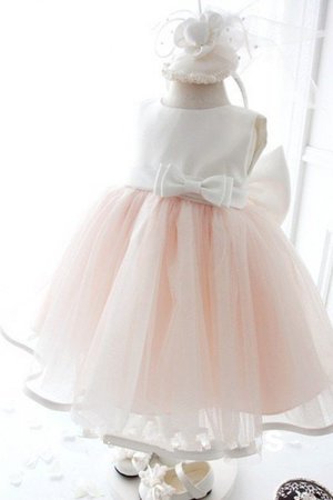 Robe cortège fille longue jusqu'au sol col ras du cou en organza avec sans manches