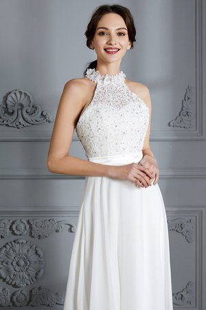 Robe de mariée naturel de princesse en chiffon jusqu'au sol encolure ronde