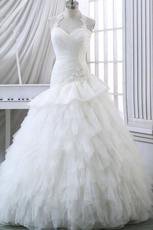 Robe de mariée longue dénudé de lotus avec décoration dentelle cordon