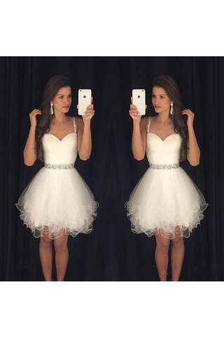 Robe de mariée facile avec perle en organza fermeutre eclair col en forme de cœur