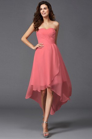 Robe demoiselle d'honneur de princesse asymétrique ligne a avec chiffon de lotus