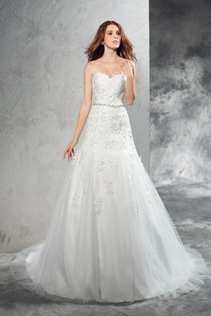 Robe de mariée longue collant decoration en fleur en satin de col en cœur