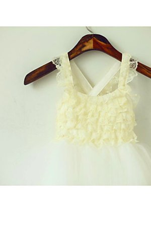 Robe cortège fille avec gradins en tulle avec fleurs de mode de bal manche nulle