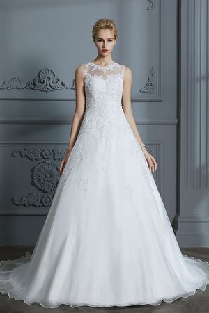 Robe de mariée en tulle decoration en fleur de traîne moyenne de mode de bal gracieux