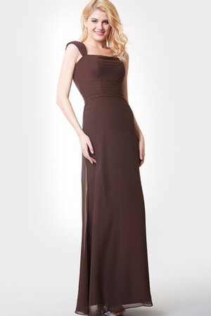 Robe demoiselle d'honneur longue ruché en chiffon de col carré avec zip