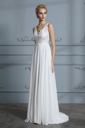 Robe de mariée incroyable avec sans manches v encolure avec décoration dentelle naturel