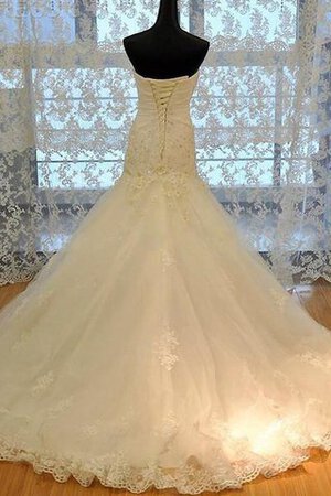 Robe de mariée de sirène avec perle en satin en dentelle textile en tulle