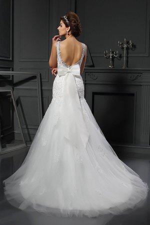 Robe de mariée longue naturel encolure ronde collant manche nulle