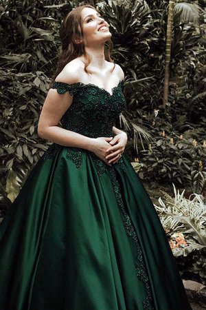 Robe de soirée naturel de mode de bal manche nulle d'epaule ecrite en satin