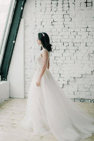 Robe de mariée romantique textile en tulle de traîne courte manche nulle ligne a