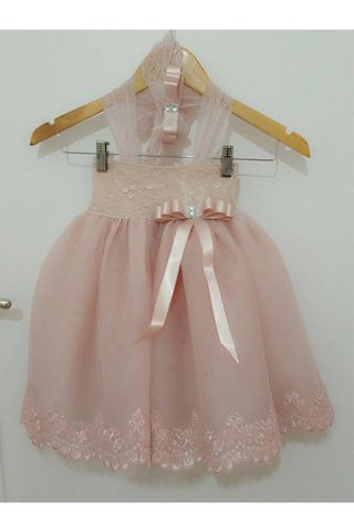 Robe cortège fille avec nœud en organza de mode de bal de lotus manche nulle