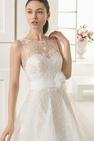 Robe de mariée classique avec gaze col en bateau manche nulle salle interne