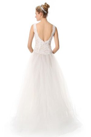 Robe de mariée ligne a longueur au ras du sol de col bateau avec zip en organza