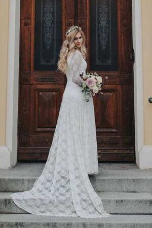 Robe de mariée sobre de traîne moyenne avec ruban en dentelle de traîne mi-longue