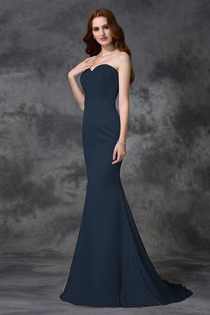 Robe demoiselle d'honneur longue avec chiffon en satin de col en cœur de sirène