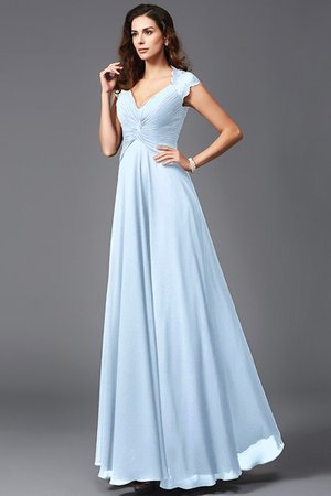 Robe demoiselle d'honneur jusqu'au sol avec chiffon v encolure a-ligne de princesse