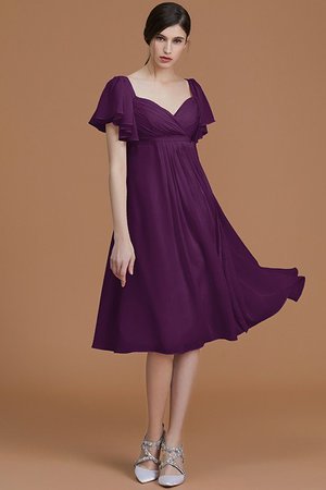 Robe demoiselle d'honneur naturel col en forme de cœur avec chiffon ruché avec zip