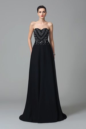 Robe de bal col en forme de cœur avec zip avec perle de traîne courte avec chiffon