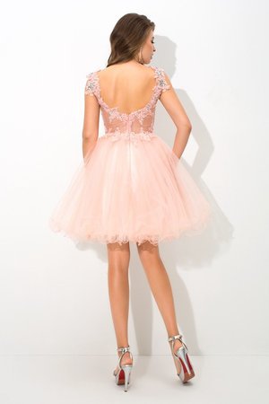 Robe de cocktail bref naturel ligne a de princesse fermeutre eclair