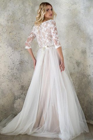 Robe de mariée avec perle textile en tulle a-ligne v encolure de traîne courte