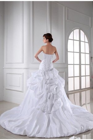 Robe de mariée longue de col en cœur de traîne mi-longue appliques en taffetas