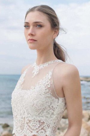 Robe de mariée décontracté 2 pice en plage manche nulle avec décoration dentelle