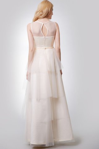 Robe demoiselle d'honneur romantique trou de serrure avec zip manche nulle de col bateau