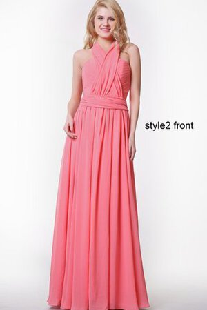 Robe demoiselle d'honneur plissé romantique longue en chiffon fermeutre eclair