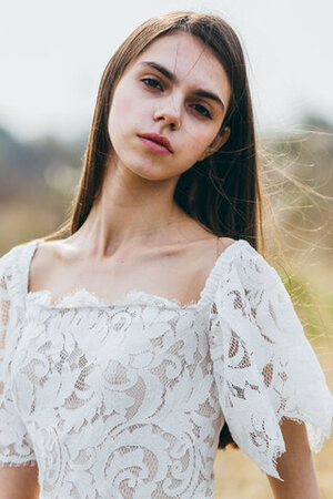 Robe de mariée bucolique a plage éblouissant avec nœud classique