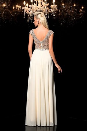 Robe de bal longue naturel avec chiffon de princesse fermeutre eclair