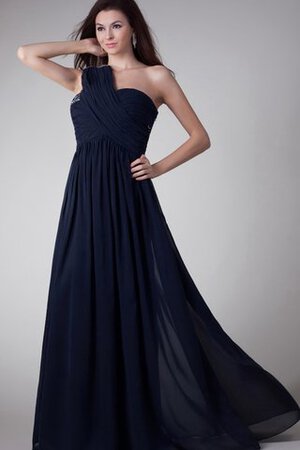 Robe de soirée d'épaule asymétrique en chiffon avec cristal ligne a jusqu'au sol