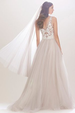 Robe de mariée charmeuse en tulle avec perle de traîne courte manche nulle