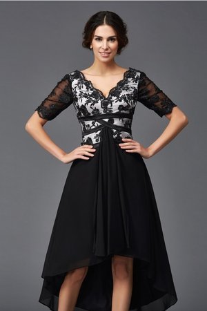 Robe fête de la rentrée de princesse asymétrique haut bas en 1/2 manche ligne a